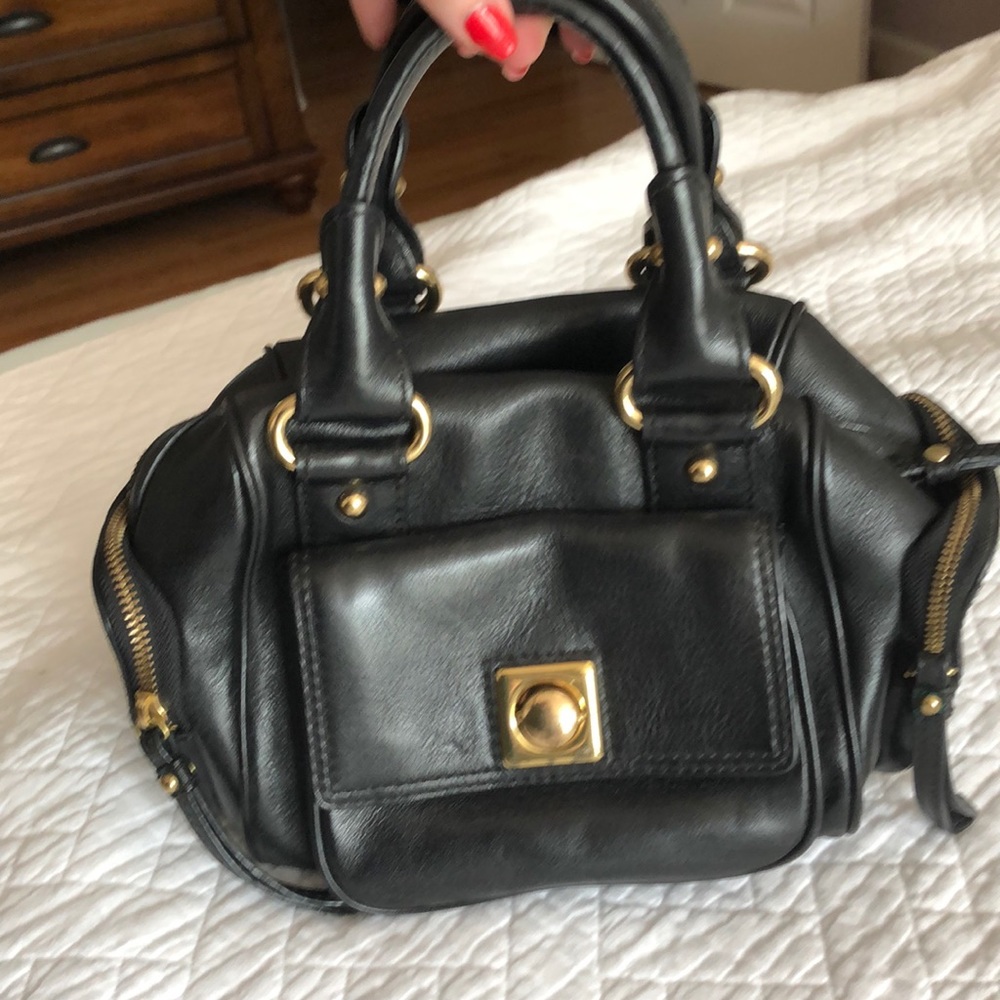 Banana Republic small black leather satchel.
